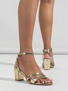 Fashionable Women's Open Toe High Heel Sandals For Spring/summer - Gold - View 5