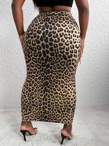 Slaydiva Leopard Print Pencil Skirt - Multicolor - View 2