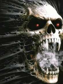 Manfinity LEGND Men Skull Print Tee, Skull T-Shirt Men, Gothic T-Shirt Men, Skeleton Graphic Tee - Black - View 4