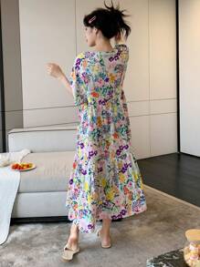 DAZY Allover Floral Print Nightdress Pajama, Moo Moo - Multicolor - View 2