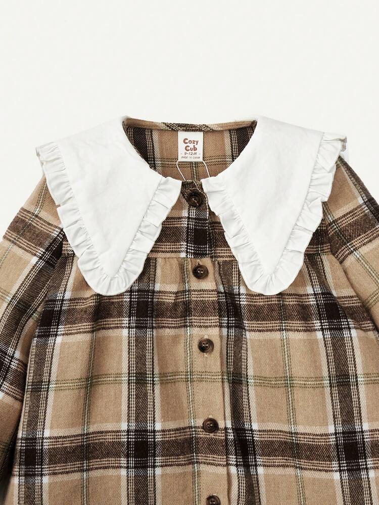 Baby Girl Plaid Print Peter-pan Collar Dress