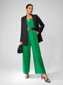 Maija Solid Tube Jumpsuit Without Belt - Green - View 6