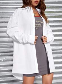 Muchica Camisa con estampado de ojo de hombros caídos - Blanco - Ver 3