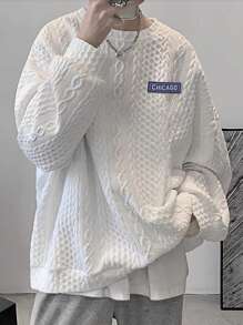 Manfinity Hypemode Men Letter Patched Drop Shoulder Sweatshirt - White - View 1