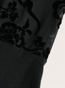 ROMWE PUNK Off Shoulder Tay áo loe Áo thun - màu đen - Xem 3