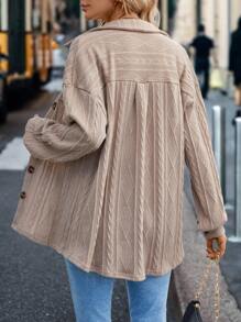 SHEIN LUNE Thả vai Chi tiết về Flap Nút phía trước áo - Lạc đà - Xem 2