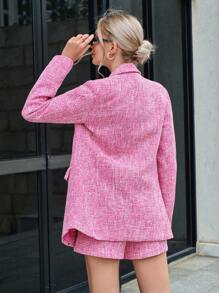 GENKIRA Cổ áo Chi tiết về Flap Áo vest & Quần short - Màu Hồng Tươi - Xem 2