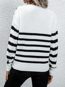 SHEIN LUNE Jersey con patrón de rayas de hombros caídos