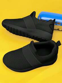 Children's Breathable Casual Outdoor Sports Shoes Toddler Little Kid Boys Girls Slip-on Shoes Running Sneakers Athletic Tennis Walking Shoes - Black - View 2