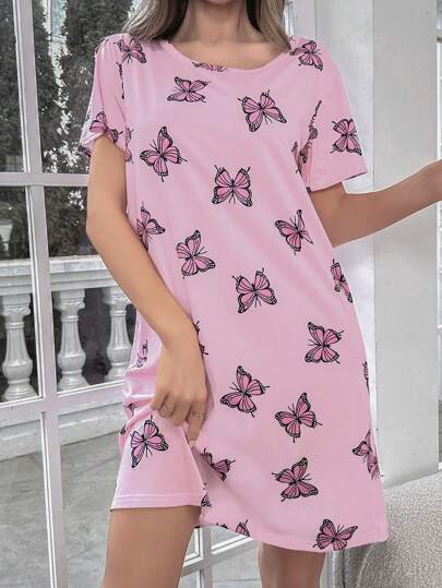 Butterfly Print Pajama Nightdress view 3
