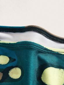 SHEIN ICON Butterfly Print Lettuce Trim Top - Green - View 3