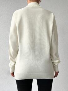 EURMUSE Solid Mock Neck Sweater - White - View 2