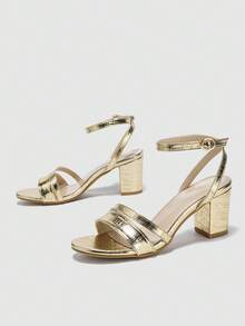 Fashionable Women's Open Toe High Heel Sandals For Spring/summer - Gold - View 3