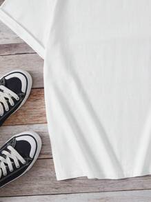 青少年女孩蝴蝶和標語圖案T恤 - 白色 - 查看 4