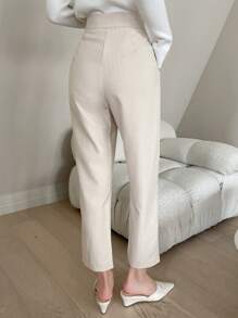 DAZY Solid Slant Pocket Suit Pants - Khaki - View 2