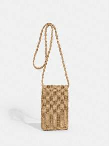 SHEIN VCAY 鏈條裝飾的手提包 - 卡其色 - 查看 3