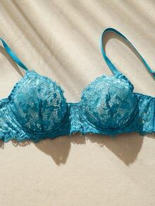 SHEIN 花卉蕾絲鋼圈胸罩