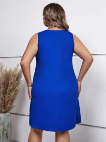 SHEIN Clasi 大碼缺口領背心洋裝 - 寶藍色 - 查看 2