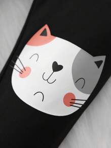 SHEIN Leap Crew 女小童字母和卡通圖案套頭衫&緊身打底褲 - 彩色 - 查看 6