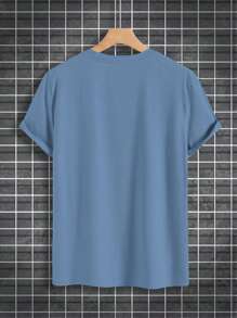 Manfinity Homme 男士大码熊貓印花T恤 - 霧霾藍 - 查看 2