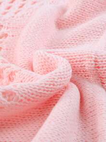 CILKOO Solid Open Knit Sweater - Pink - View 3