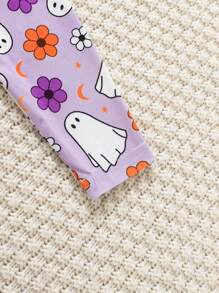 SHEIN Váy bé gái 2 mảnh kẻ sọc & in họa tiết Halloween, dành cho tiệc Halloween - Nhiều màu - Xem 8