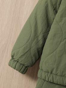 SHEIN 男嬰半拉鏈連帽衫和褲子 - 軍綠色 - 查看 5