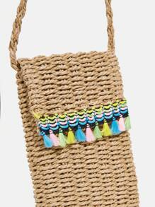 SHEIN VCAY 鏈條裝飾的手提包 - 卡其色 - 查看 5