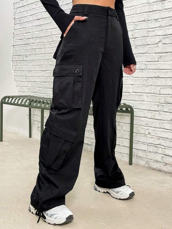 SHEIN X Galloways Flap Pocket Side Cargo Pants
