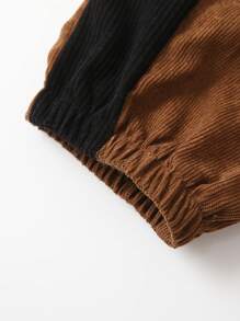 SHEIN Cô gái Tween Chi tiết được vá Túi nắp bên cạnh Quần - Màu Khaki - Xem 3