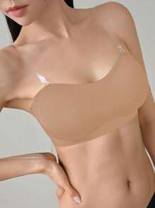 DAZY Solid Wireless Bra - Khaki - View 3