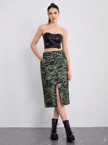 SHEINNeu Camo In Tách đùi Váy - Nhiều màu - Xem 4