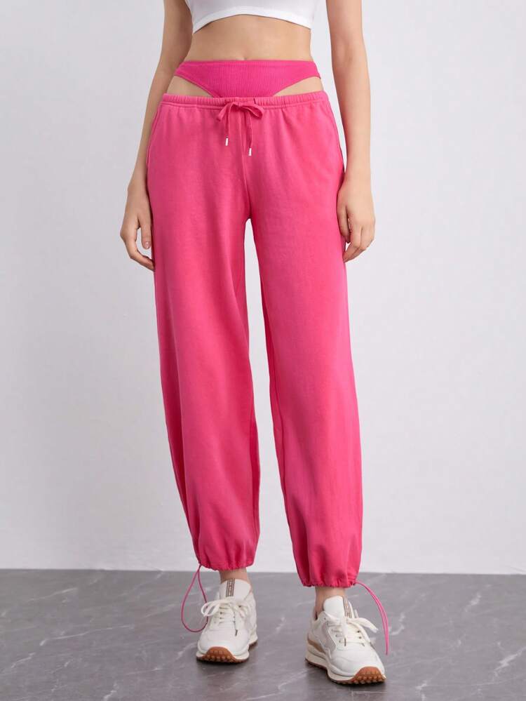 Cut Out Waist Drawstring Detail Sweatpants