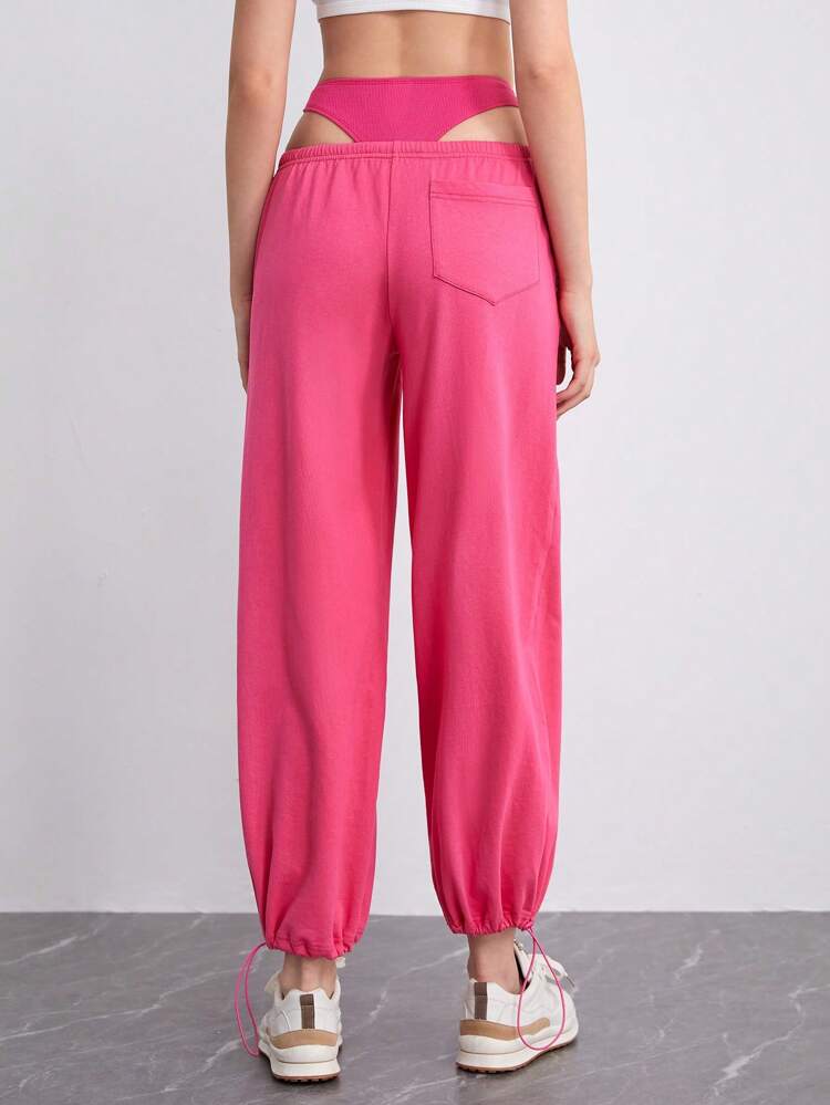 Cut Out Waist Drawstring Detail Sweatpants