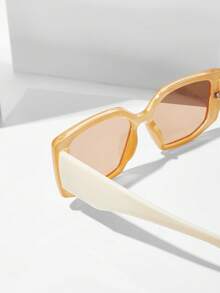 SHEIN VCAY 方形镜框时尚眼镜，适合夏季波西米亚风 - 香檳色 - 查看 7