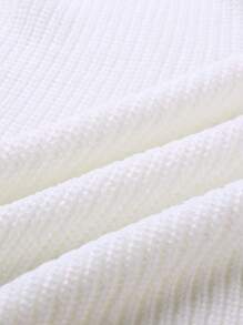 Men Solid Ribbed Knit Drop Shoulder Crochet Sweater - White - View 3