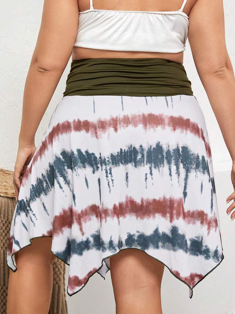 Plus Tie Dye Hanky Hem Skirt