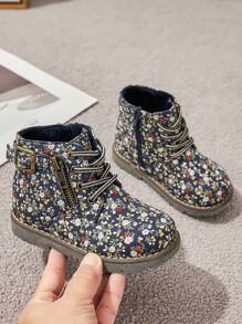 Printed Winter Warm Kids' Boots - Navy Blue - View 3