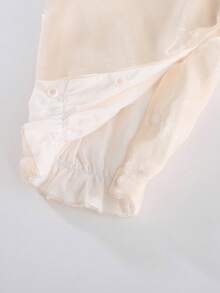 Peninsula Baby Baby Girl Solid Ruffle Trim Jumpsuit With Headband - Apricot - View 7
