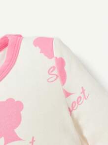 Baby Girl Letter Graphic Contrast Mesh Layer Hem Dress - Multicolor - View 4