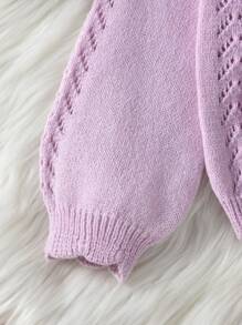 SHEIN Chica Joven Cárdigan con lazo delantero de hombros caídos - Púrpura malva - Ver 4