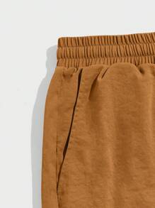 Manfinity VCAY 男士腰部抽繩短褲 - 棕色 - 查看 3