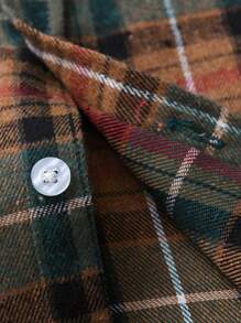 Young Boy Plaid Print Button Front Shirt - Multicolor - View 3