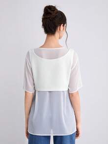 SHEINNeu 2 In 1 Zip Front Tee - White - View 2