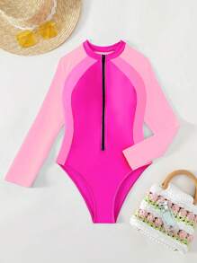 SHEIN Slayr Summer Beach Colorblock Cut Out Backless One Piece Swimsuit