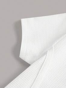 SHEIN EZwear Cổ vuông Chất rắn Váy chữ A - trắng - Xem 4
