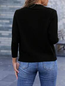 AAmilife Solid Casual Design Cardigan - Black - View 4