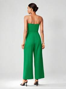Maija Solid Tube Jumpsuit Without Belt - Green - View 2
