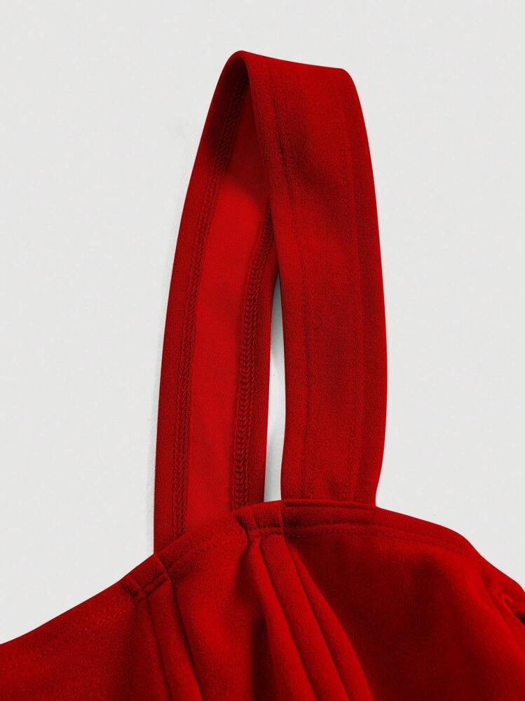 SHEIN MOD Top con cordón lateral bajo curvo ancho tirantes - Rojo - Ver 5