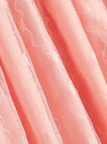 Baby Girl Contrast Mesh Ribbed Knit Sweater Dress - Baby Pink - View 4